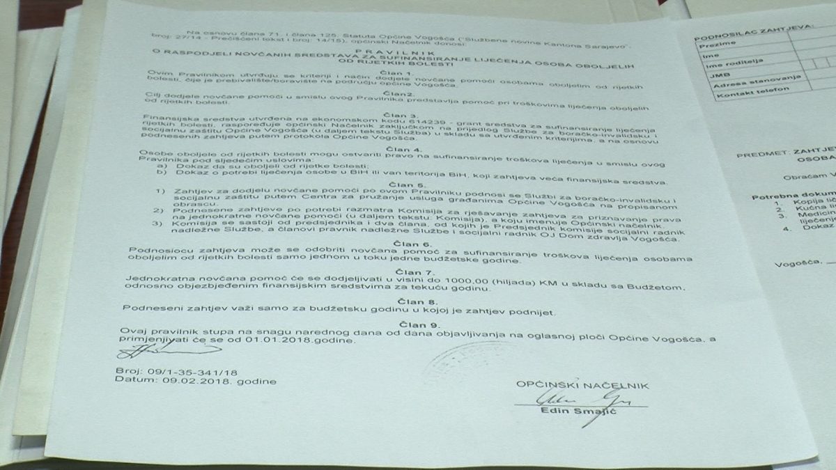 ZA SUFINANSIRANJE LIJEČENJA OSOBA OBOLJELIH OD RIJETKIH BOLESTI PREDVIĐEN GRANT OD 10.000 KM