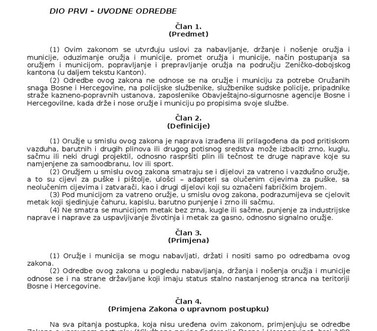 NOVIM ZAKONOM GRAĐANIMA OLAKŠANO OSTVARIVANJE PRAVA ZA NABAVLJANJE, NOŠENJE I DRŽANJE ORUŽJA I MUNICIJE