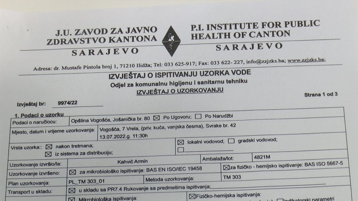 VODA SA LOKALNOG VODOVODA “SEDAM VRELA” NIJE ZA PIĆE