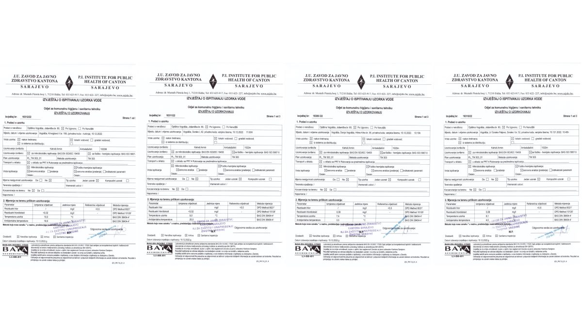 NA ČETIRI LOKALNA VODOVODA VODA NIJE ZDRAVSTVENO ISPRAVNA