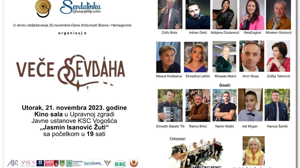 SUTRA U VOGOŠĆI VEČE NAJLJEPŠIH SEVDALINKI