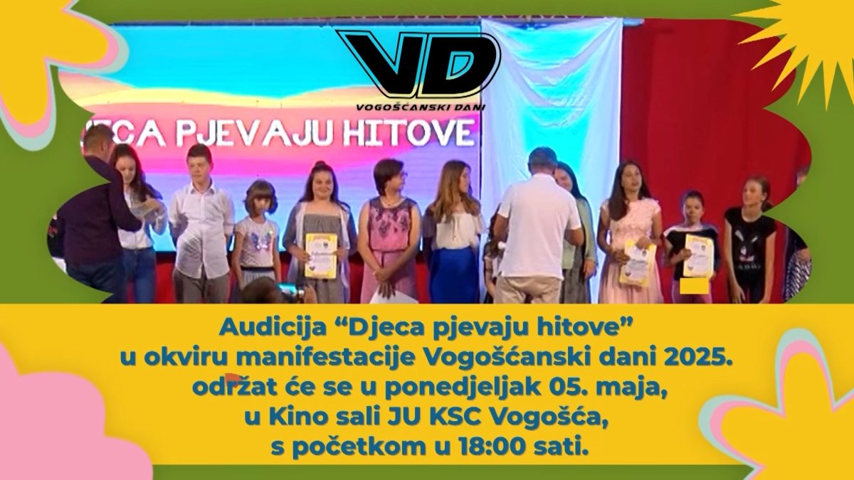 U PONEDJELJAK AUDICIJA ZA FESTIVAL “DJECA PJEVAJU HITOVE”