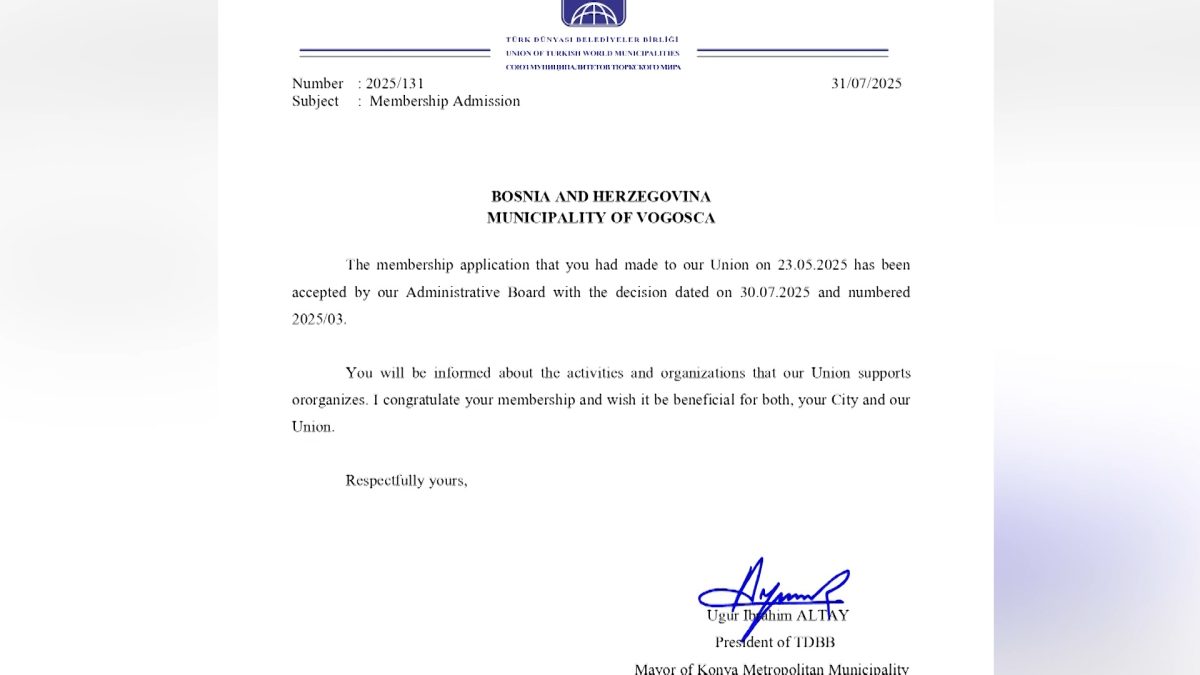 OPĆINA VOGOŠĆA POSTALA ČLANICA UNIJE OPĆINA TURSKOG SVIJETA